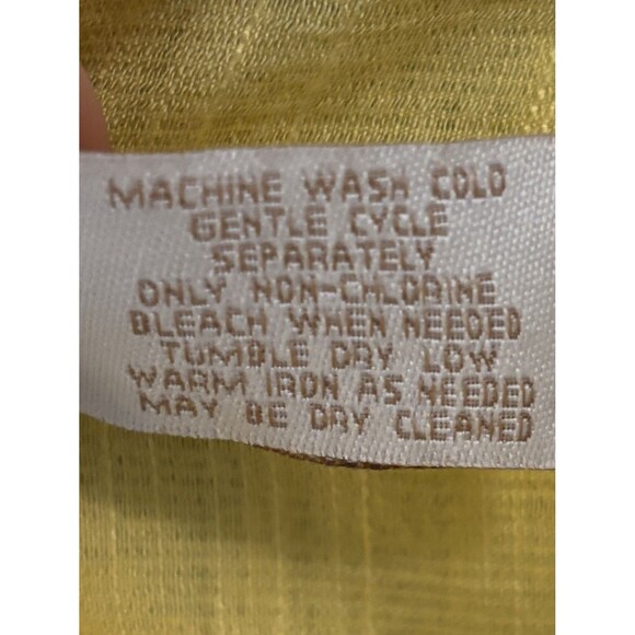 Chico's Women's Semi Sheer Button Front Top Shirt Roll Tab Sleeve Yellow Sz 3/L - Picture 9 of 9